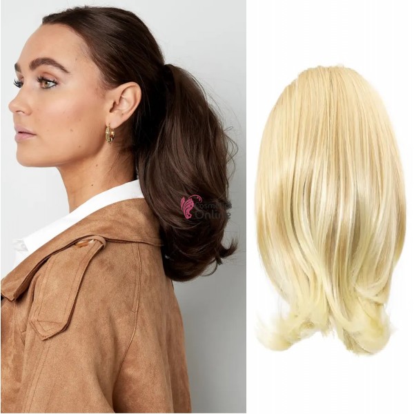 Extensie de par coada tip Mesa usor ondulata cu elastic de 32 cm Blond Deschis Ombre 39276